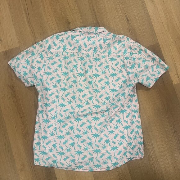 Alpha Beta Hawaiian Shirt Pine Trees Pin Green Pineapple Size Large - Picture 6 of 6